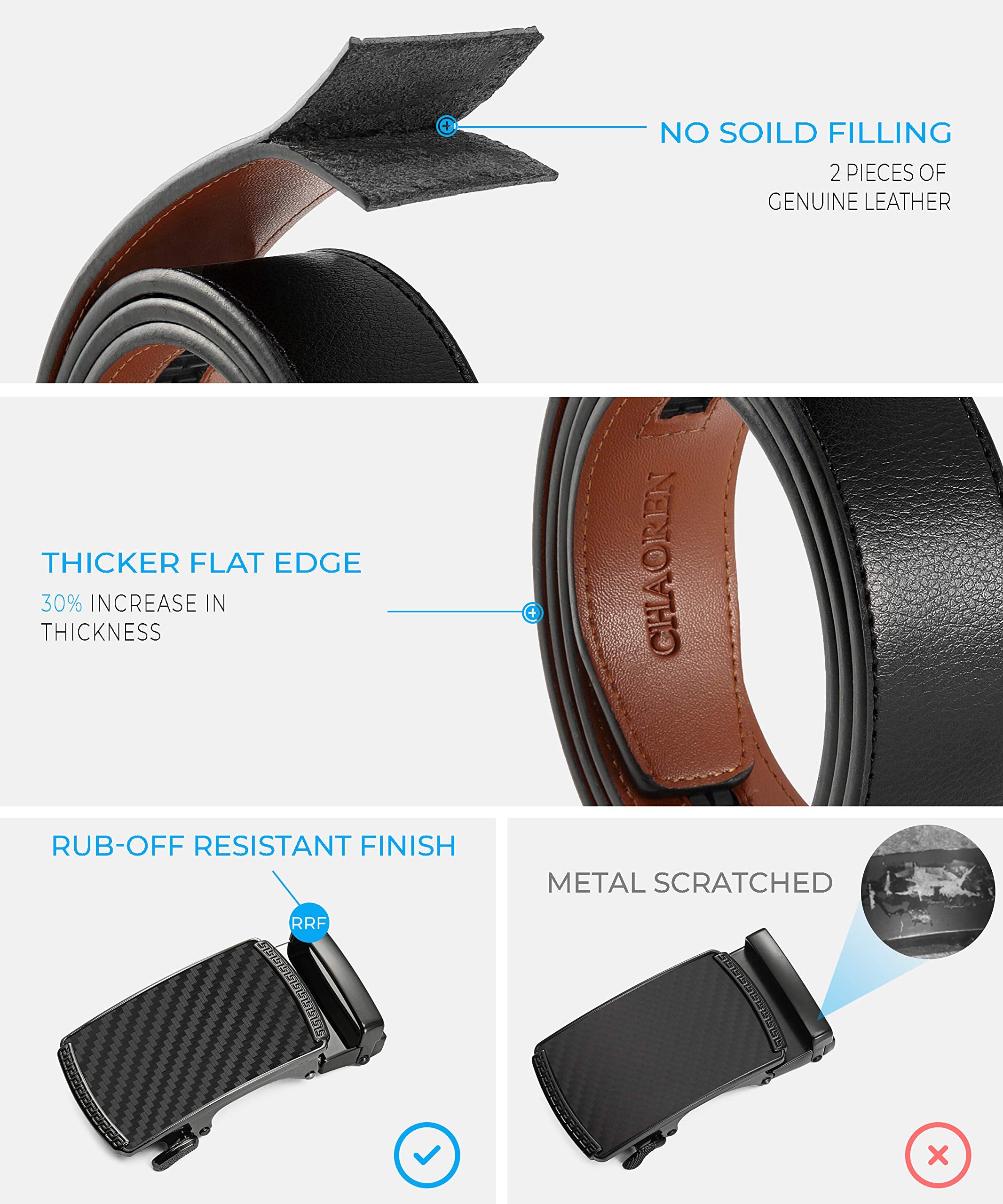 CHAOREN Mens Belt Leather Belts for Men Ratchet Belt, Customizable Fit (35mm)
