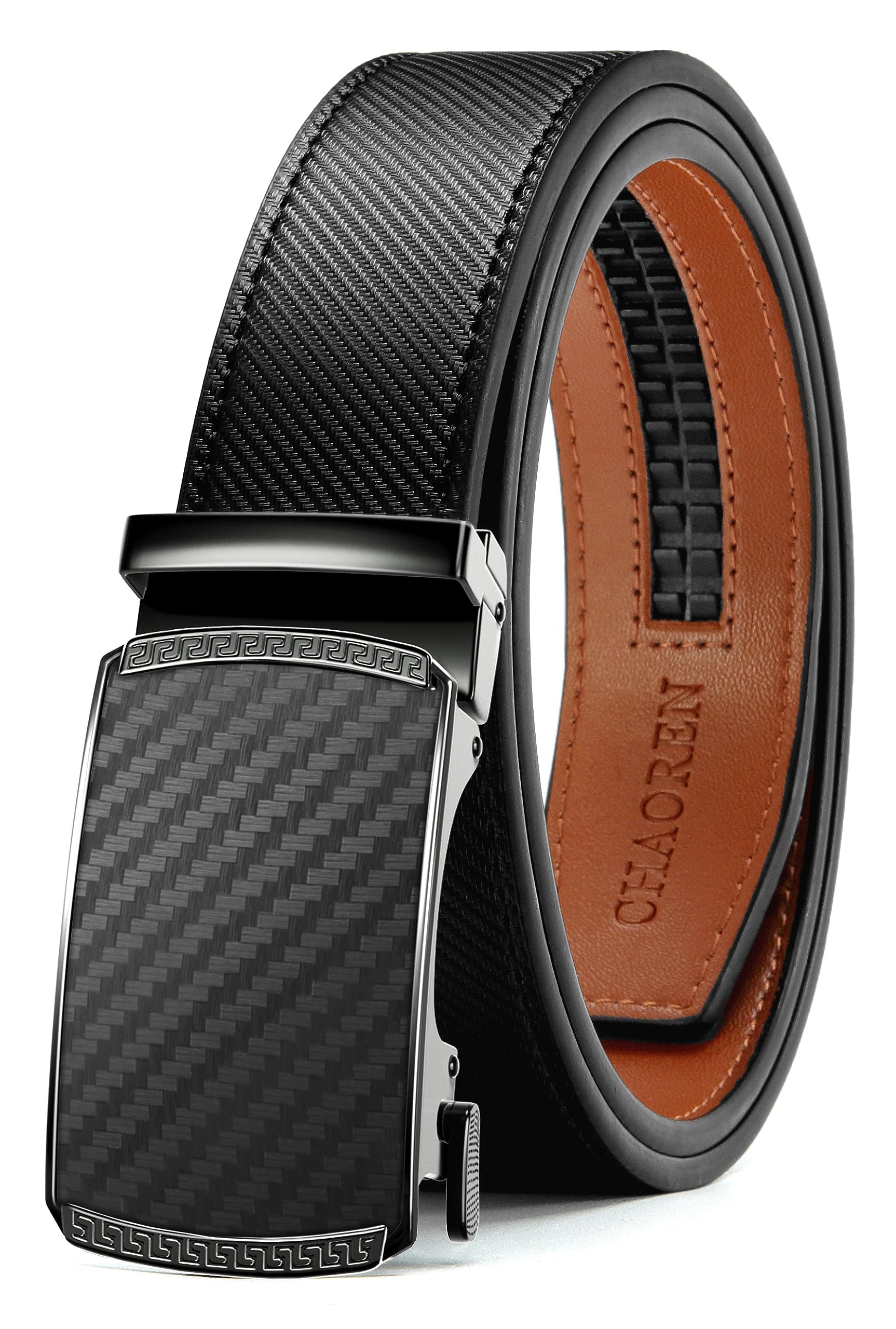 CHAOREN Mens Belt Leather Belts for Men Ratchet Belt, Customizable Fit (35mm)