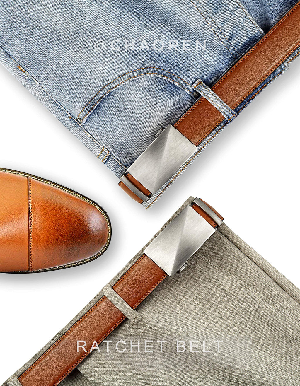 CHAOREN Mens Belt Leather Belts for Men Ratchet Belt, Customizable Fit (35mm)