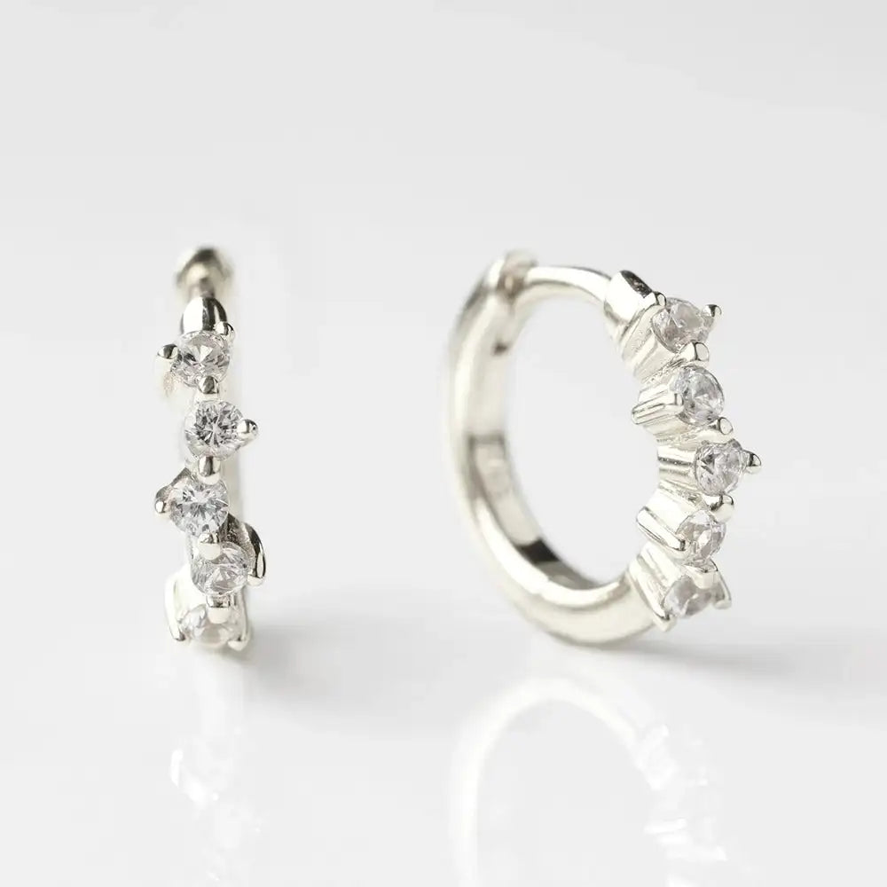 925 Silver Moissanite Diamond Round Cut Hoop Earrings Premium Product Category