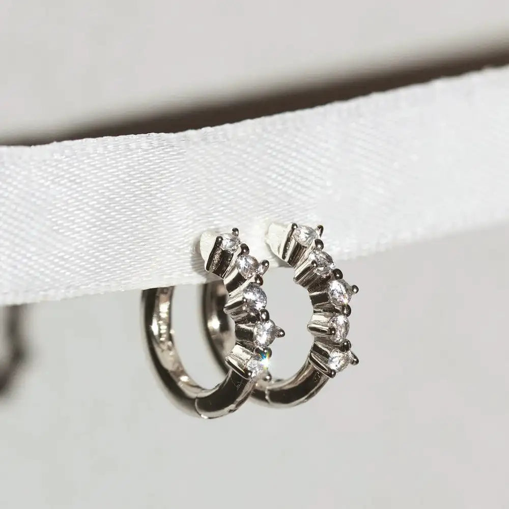 925 Silver Moissanite Diamond Round Cut Hoop Earrings Premium Product Category