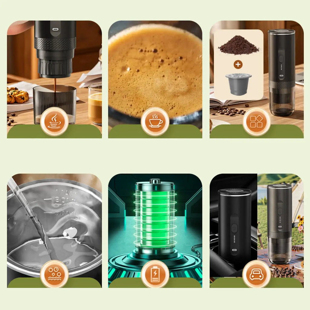 Portable Coffee Maker Mini Espresso Machine Convenient Rechargeable for Office Hiking Car Travel RV Espresso Coffee Makers