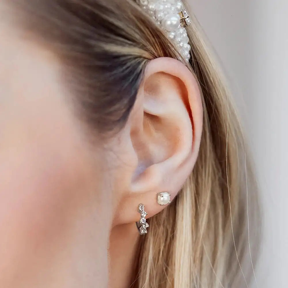 925 Silver Moissanite Diamond Round Cut Hoop Earrings Premium Product Category
