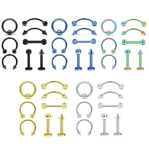 8pcs/lot Steel Ear Piercings Helix Piercings Eyebrow Piercings Lip Labret Rings Earring Tragus Barbell Piercings Body Jewelry