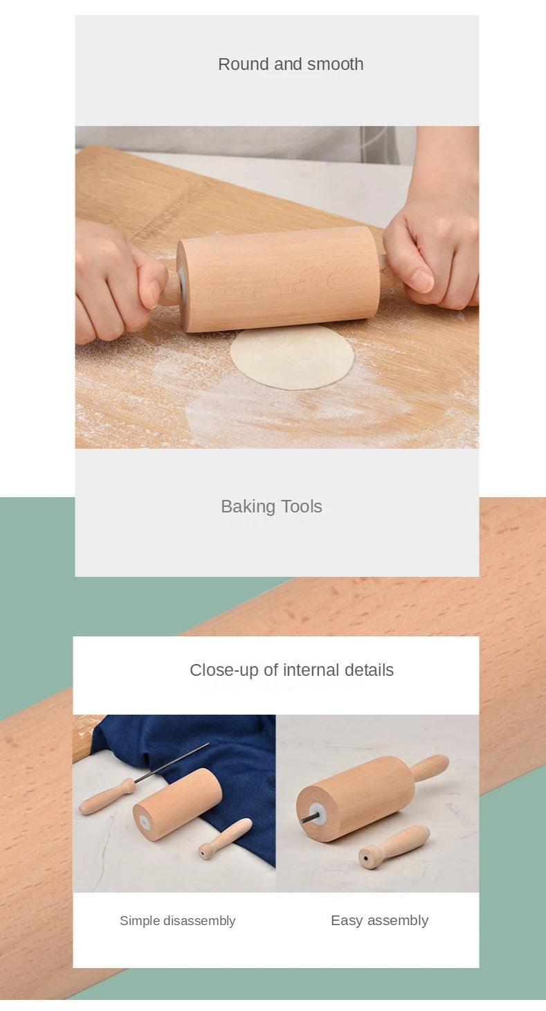 Wooden Rolling Pin Professional Dough Roller Non Stick Rolling Pin For Pasta Dough Pizza Baking Cookies Biscuit Fondant Cake