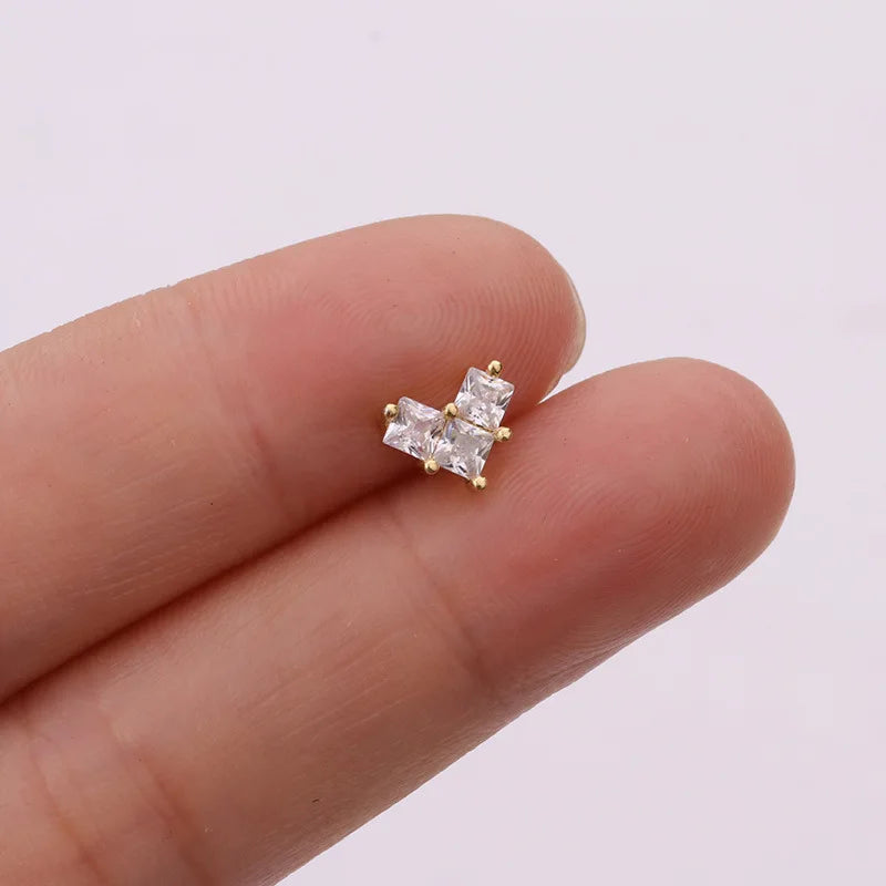 1Pc 20g Helix Piercing Jewelry Conch Rook Lobe Tragus Stud New Rose Gold Color Plants And Animals Cz Cartilage Earring