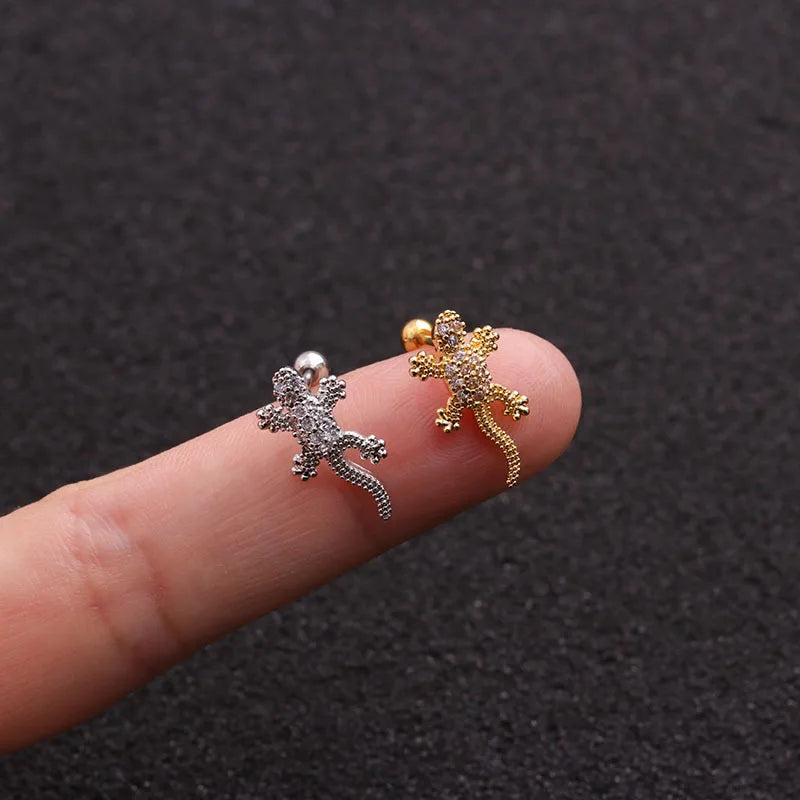 1Pc 20g Helix Piercing Jewelry Conch Rook Lobe Tragus Stud New Rose Gold Color Plants And Animals Cz Cartilage Earring