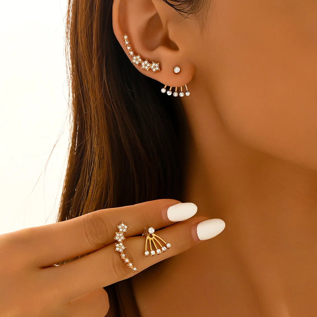 Women's Europe United States Cross-Border New Niche Design Sweet Temperament Stars Natural Stone Stainless Steel Stud Earrings