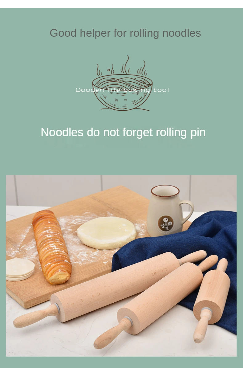 Wooden Rolling Pin Professional Dough Roller Non Stick Rolling Pin For Pasta Dough Pizza Baking Cookies Biscuit Fondant Cake