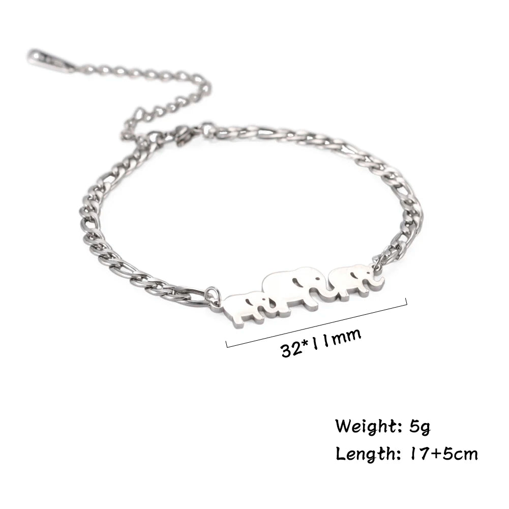 Skyrim Cutie Elephant Adjustable Bracelets for Women Girls Stainless Steel Three Elephants Charm Bracelet Jewelry Gifts 2026