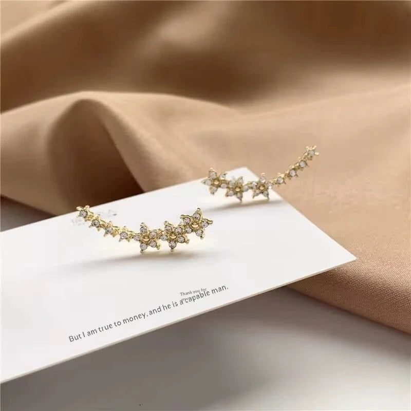 Women's Europe United States Cross-Border New Niche Design Sweet Temperament Stars Natural Stone Stainless Steel Stud Earrings