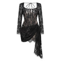 LS2535  High Quality Women Fashion Long Sleeve Wedding Dresses for Bride Mini Lace Women Sexy Dress
