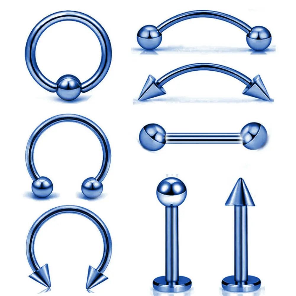 8pcs/lot Steel Ear Piercings Helix Piercings Eyebrow Piercings Lip Labret Rings Earring Tragus Barbell Piercings Body Jewelry