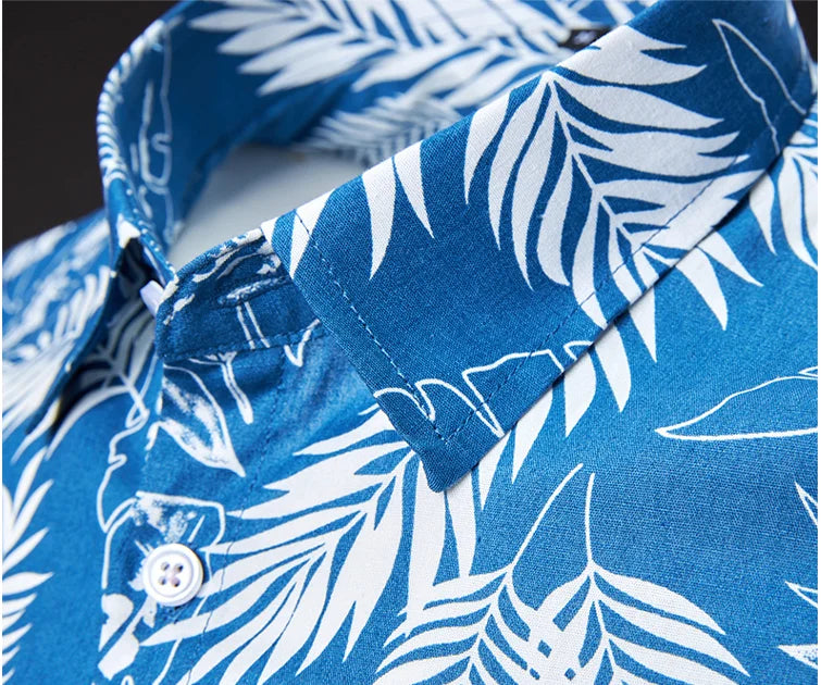 Man's shirts Cotton Vintage clothes flowers shirt Korean clothing  men's fashion Beach Men's clothing Long sleeve shirt Top 1025