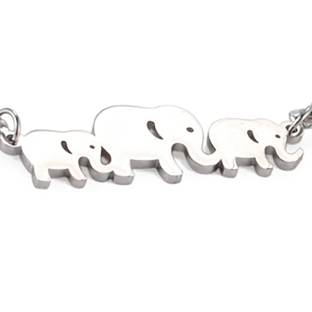 Skyrim Cutie Elephant Adjustable Bracelets for Women Girls Stainless Steel Three Elephants Charm Bracelet Jewelry Gifts 2026