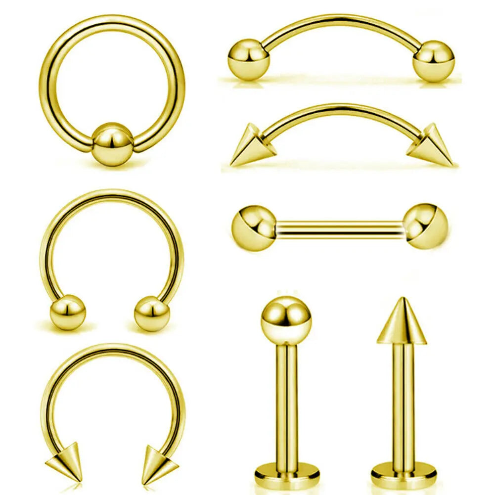 8pcs/lot Steel Ear Piercings Helix Piercings Eyebrow Piercings Lip Labret Rings Earring Tragus Barbell Piercings Body Jewelry
