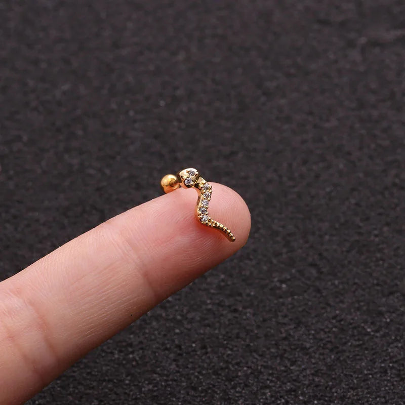 1Pc 20g Helix Piercing Jewelry Conch Rook Lobe Tragus Stud New Rose Gold Color Plants And Animals Cz Cartilage Earring