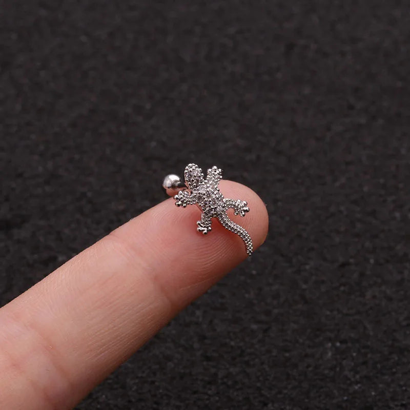 1Pc 20g Helix Piercing Jewelry Conch Rook Lobe Tragus Stud New Rose Gold Color Plants And Animals Cz Cartilage Earring