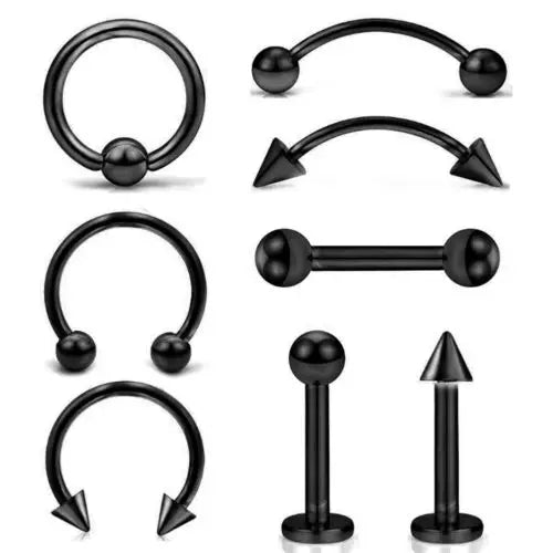 8pcs/lot Steel Ear Piercings Helix Piercings Eyebrow Piercings Lip Labret Rings Earring Tragus Barbell Piercings Body Jewelry