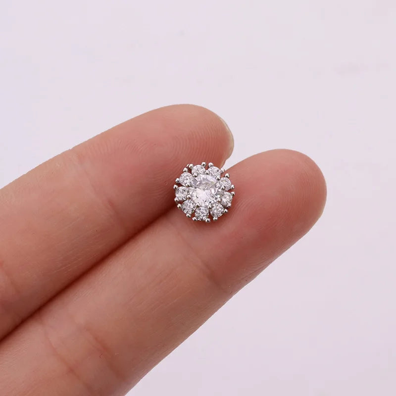 1Pc 20g Helix Piercing Jewelry Conch Rook Lobe Tragus Stud New Rose Gold Color Plants And Animals Cz Cartilage Earring