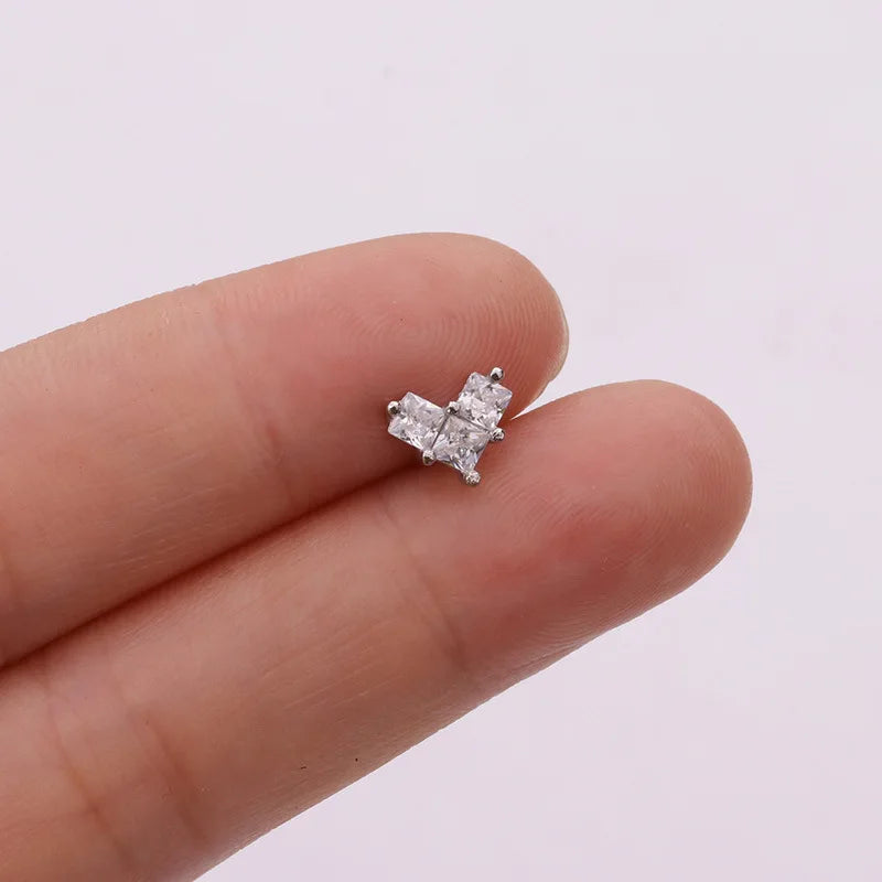 1Pc 20g Helix Piercing Jewelry Conch Rook Lobe Tragus Stud New Rose Gold Color Plants And Animals Cz Cartilage Earring