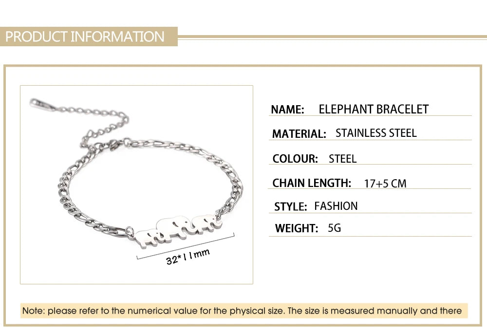 Skyrim Cutie Elephant Adjustable Bracelets for Women Girls Stainless Steel Three Elephants Charm Bracelet Jewelry Gifts 2026
