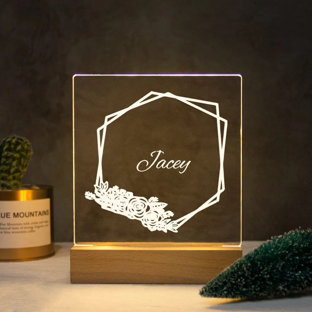 Drop Shipping Personalized Nightlight USB LED Customized Name 3D Lamp  Decoration Bedroom Toys Birthday For Baby Children Gift
