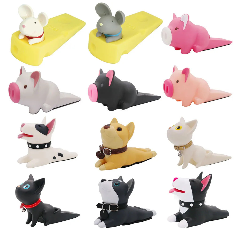 Door Stopper Cute Dog Pig Mouse Cat Shape Door Stopper Holder Hard PVC Doorstop Wedge Gift Door Holder Stopper Safety Guard Stop
