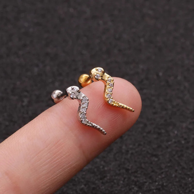 1Pc 20g Helix Piercing Jewelry Conch Rook Lobe Tragus Stud New Rose Gold Color Plants And Animals Cz Cartilage Earring