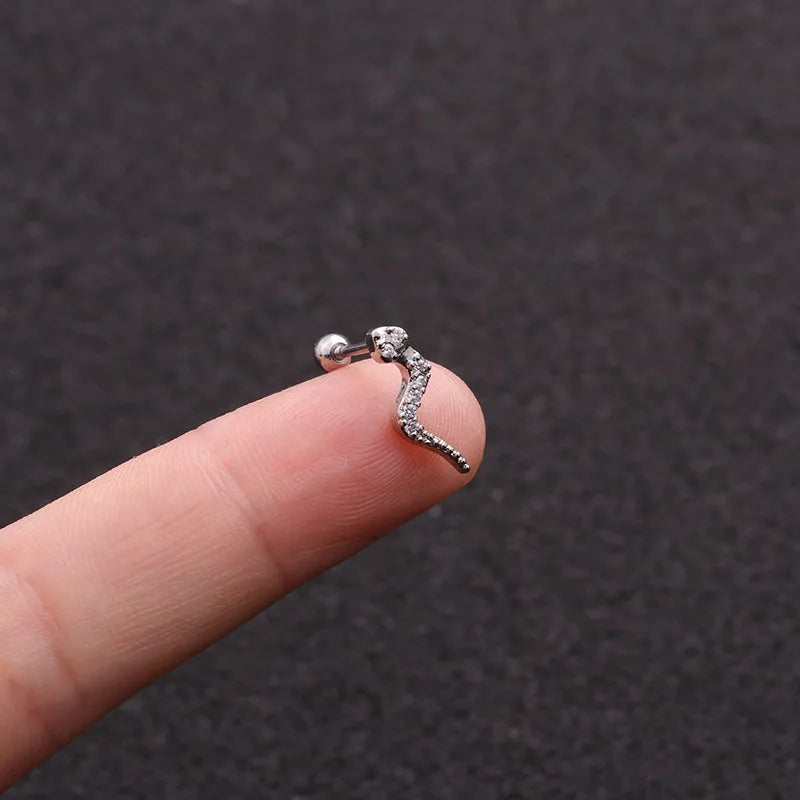 1Pc 20g Helix Piercing Jewelry Conch Rook Lobe Tragus Stud New Rose Gold Color Plants And Animals Cz Cartilage Earring
