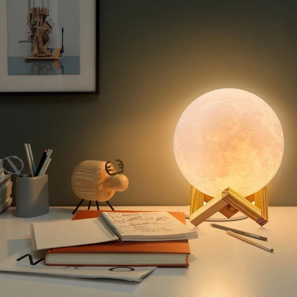 Dropship 3D Print Rechargeable Moon Lamp LED Night Light Creative Touch Switch Moon Light For Bedroom Decoration Birthday Gift