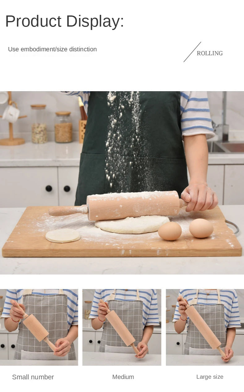 Wooden Rolling Pin Professional Dough Roller Non Stick Rolling Pin For Pasta Dough Pizza Baking Cookies Biscuit Fondant Cake