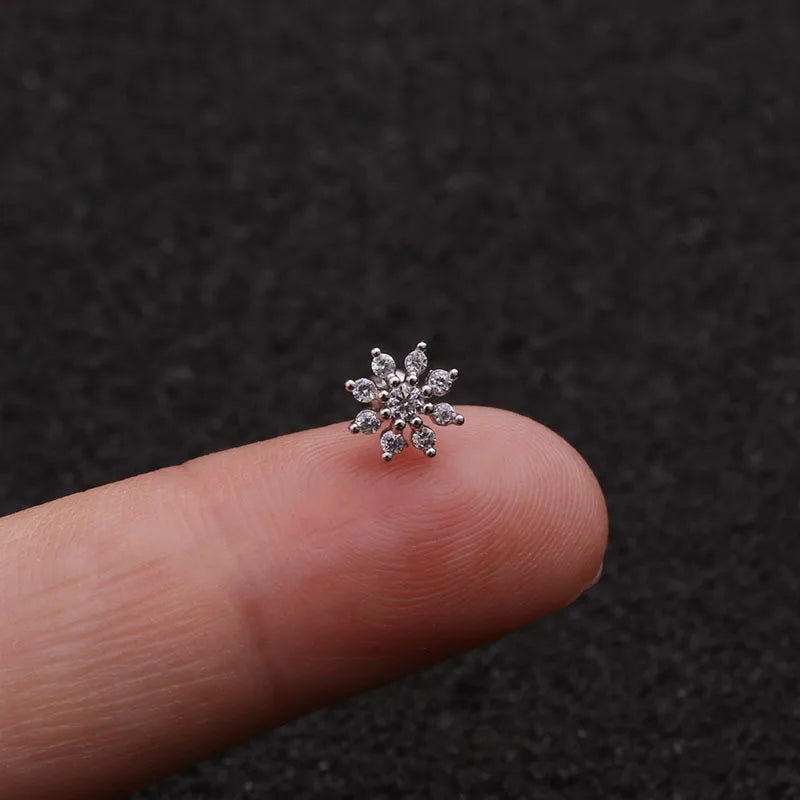 1Pc 20g Helix Piercing Jewelry Conch Rook Lobe Tragus Stud New Rose Gold Color Plants And Animals Cz Cartilage Earring