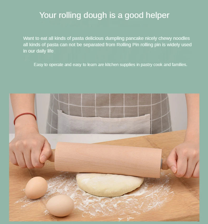 Wooden Rolling Pin Professional Dough Roller Non Stick Rolling Pin For Pasta Dough Pizza Baking Cookies Biscuit Fondant Cake