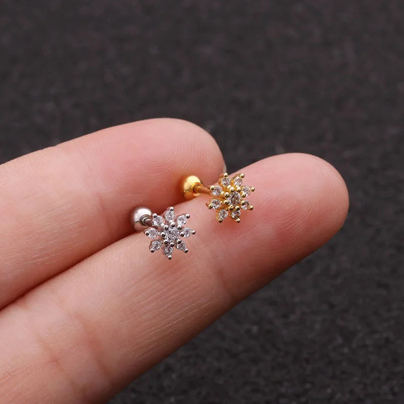 1Pc 20g Helix Piercing Jewelry Conch Rook Lobe Tragus Stud New Rose Gold Color Plants And Animals Cz Cartilage Earring