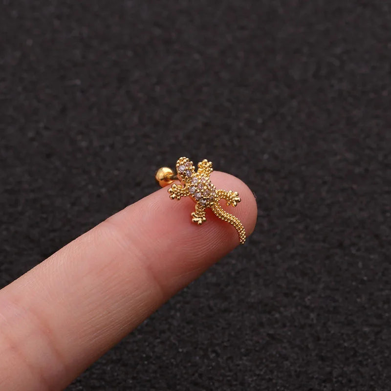 1Pc 20g Helix Piercing Jewelry Conch Rook Lobe Tragus Stud New Rose Gold Color Plants And Animals Cz Cartilage Earring
