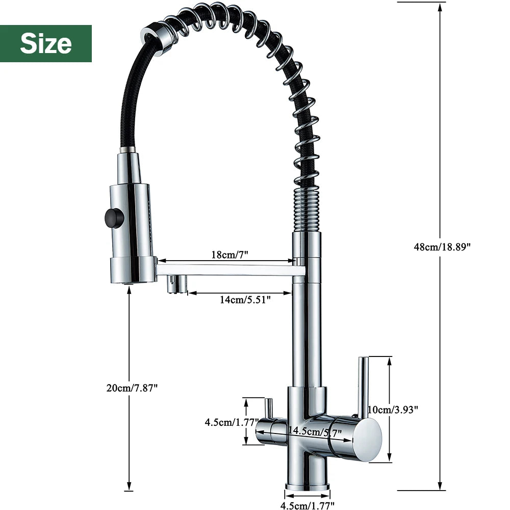 rozin Gun Grey Filter Water Kitchen Faucet Black Pull Down Spring 3 Way Faucets Brass 360 Swivel Purification Water Mixer Tap