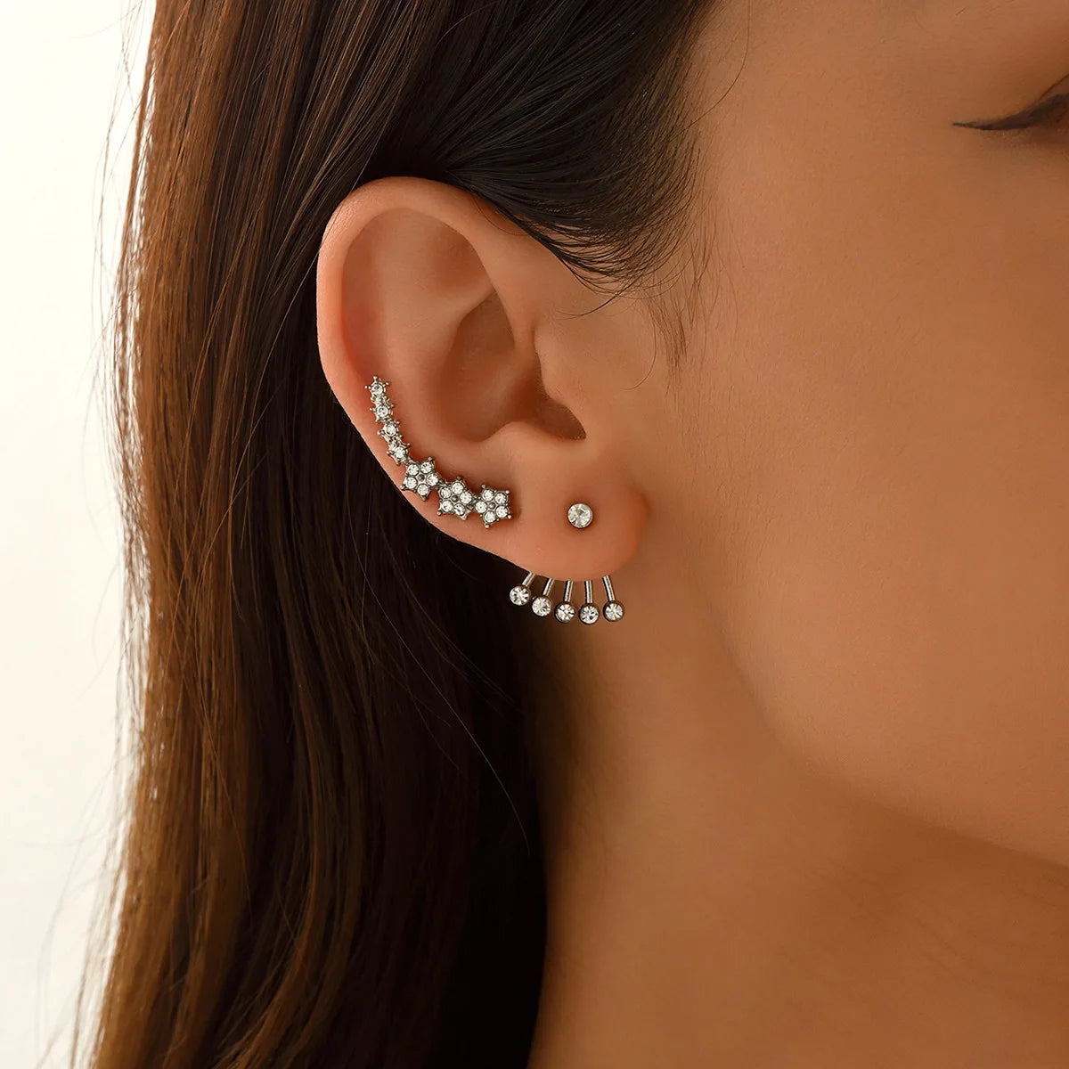 Women's Europe United States Cross-Border New Niche Design Sweet Temperament Stars Natural Stone Stainless Steel Stud Earrings