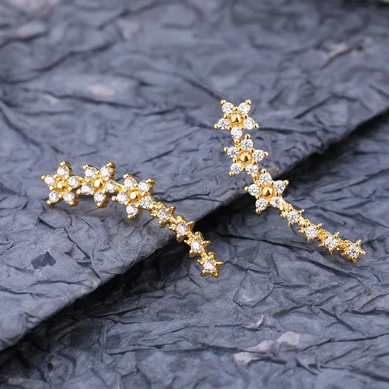 Women's Europe United States Cross-Border New Niche Design Sweet Temperament Stars Natural Stone Stainless Steel Stud Earrings