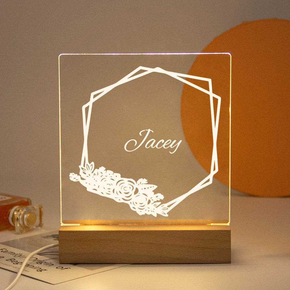 Drop Shipping Personalized Nightlight USB LED Customized Name 3D Lamp  Decoration Bedroom Toys Birthday For Baby Children Gift