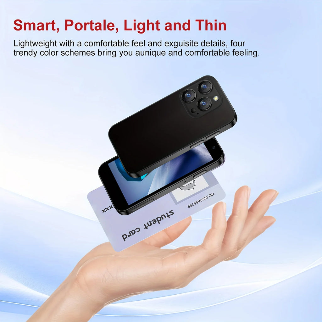 Mini smartphone is equipped with a 3.0-inch screen, compatible with the Android system, and offers 2GB of RAM and 16GB of ROM