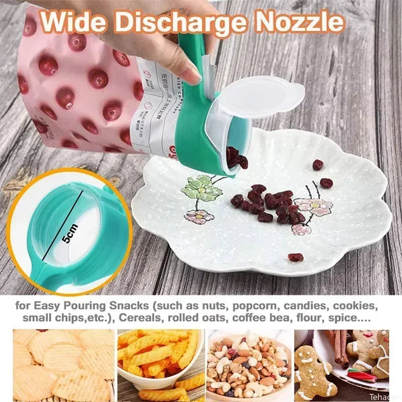 Pour Snack Clips Food Storage Sealing Clips with Pour Spouts Durable Plastic Clips for Food Storage Kitchen Snack Bag Storage