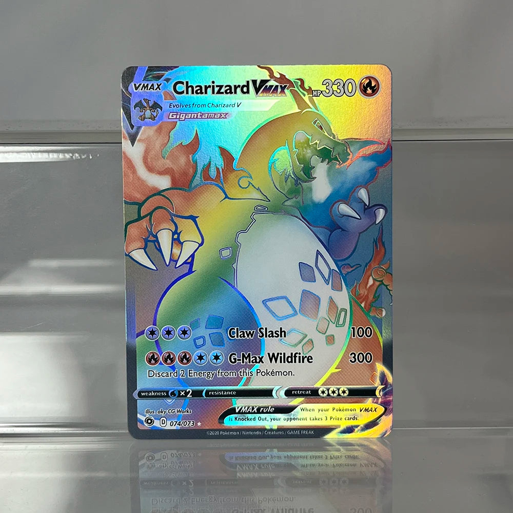 PKM Single Cards Pikachu Charizard EX Bubble Mew Game Rare Collection Cards PTCG Rainbow Proxy Cards