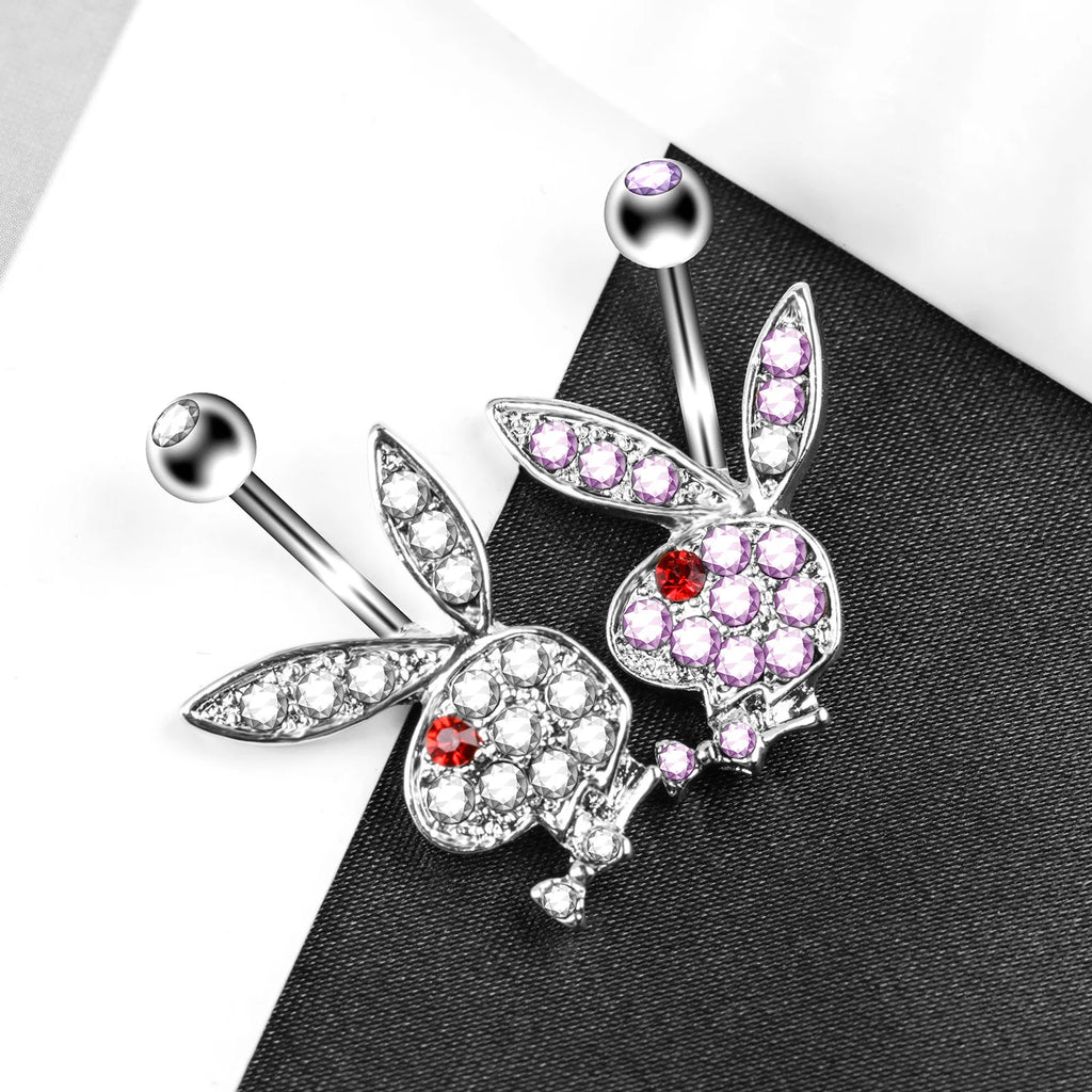 Stainless steel cartoon rabbit navel ring navel nail body piercing ornaments