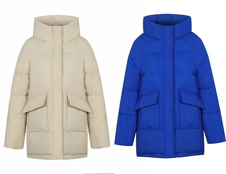 Clothing Women Cotton-Padded Jacket 2025 New Casual Elegant Loose Solid Color Warm Hooded Winter Warm Women Cotton Jacket H537