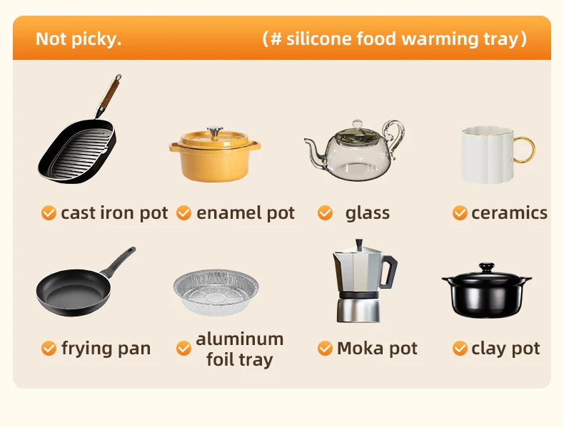 Electric Warming Tray Food Warmer Plate Foldable Portable Smart Food Fast Heating Mat Electric Warming Tray Food Warming Board