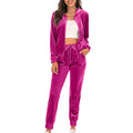 Two Pieces Women Pant Sets Solid Matching Sets Zipper Hooded Top Empire Drawstring Waist Pant Loose Casual 2025 Spring Autumn
