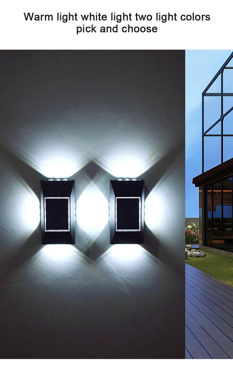 1-4pcs 12 LED Solar Wall Lamp Outdoor Waterproof Four Sides Glowing Light Staircase Villa Balcony Lighting Solar Wall Lights