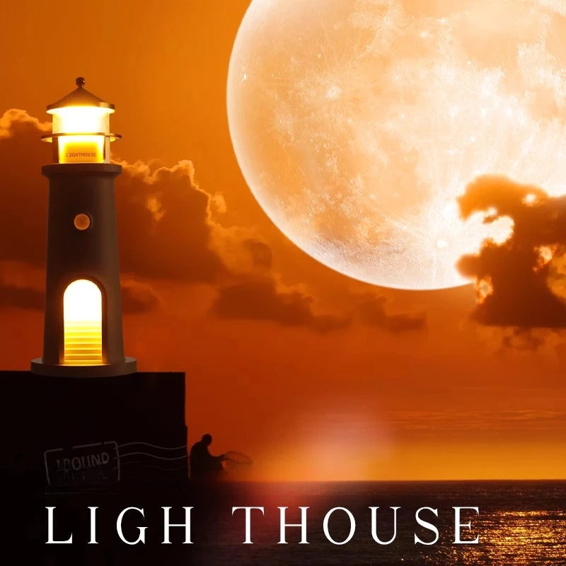 Floating Moon Lamp Projection Lighthouse Lamps Night Light Motion Sensor Light Room Decor Gift Lighthouse Ambient Lights