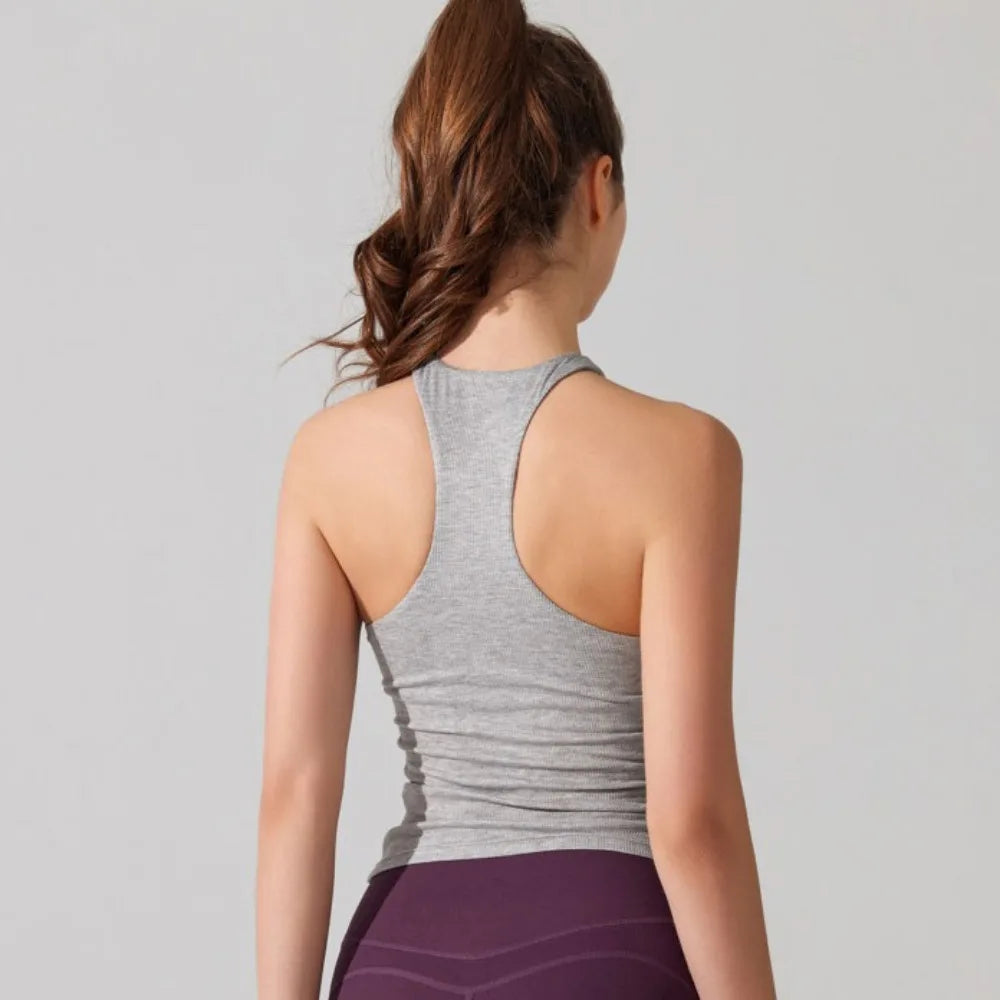 Women's Ribbed Racerback Sports Bra - High-Impact Support for Yoga, Gym & Running | Seamless Anti-Shock Fitness Top